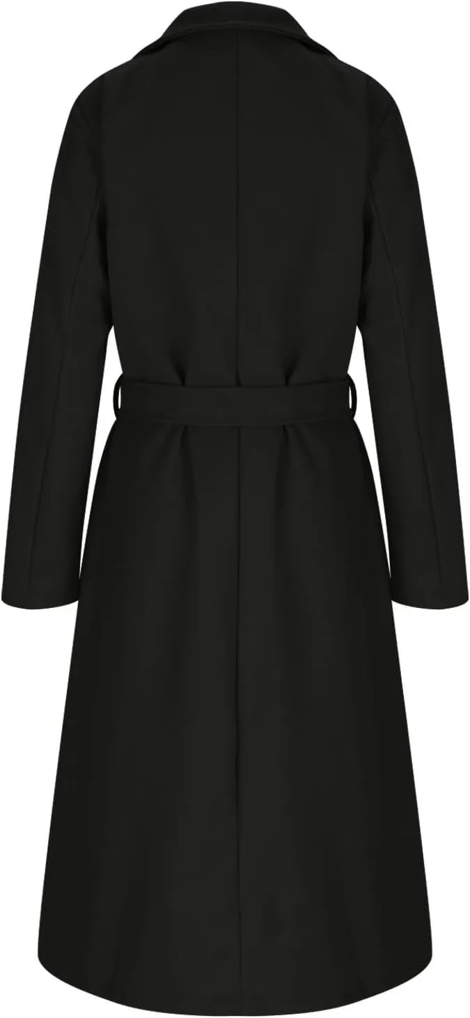 Women's Wool Blend Trench Coat Winter Jackets Mid Long Warm Pea Coats Dressy Casual Double Breasted Overcoat & Pocket