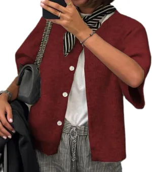 Women's Y2K Button Down Cardigans Shirts Summer Short Sleeve Knitted Blouse Top Going Out Cropped Knit Tops