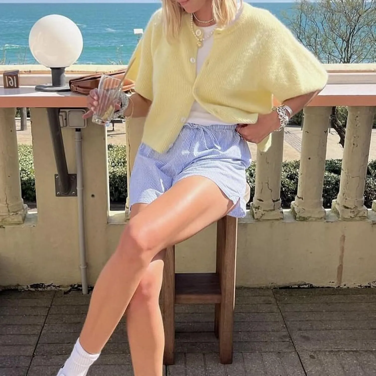 Women's Y2K Button Down Cardigans Shirts Summer Short Sleeve Knitted Blouse Top Going Out Cropped Knit Tops