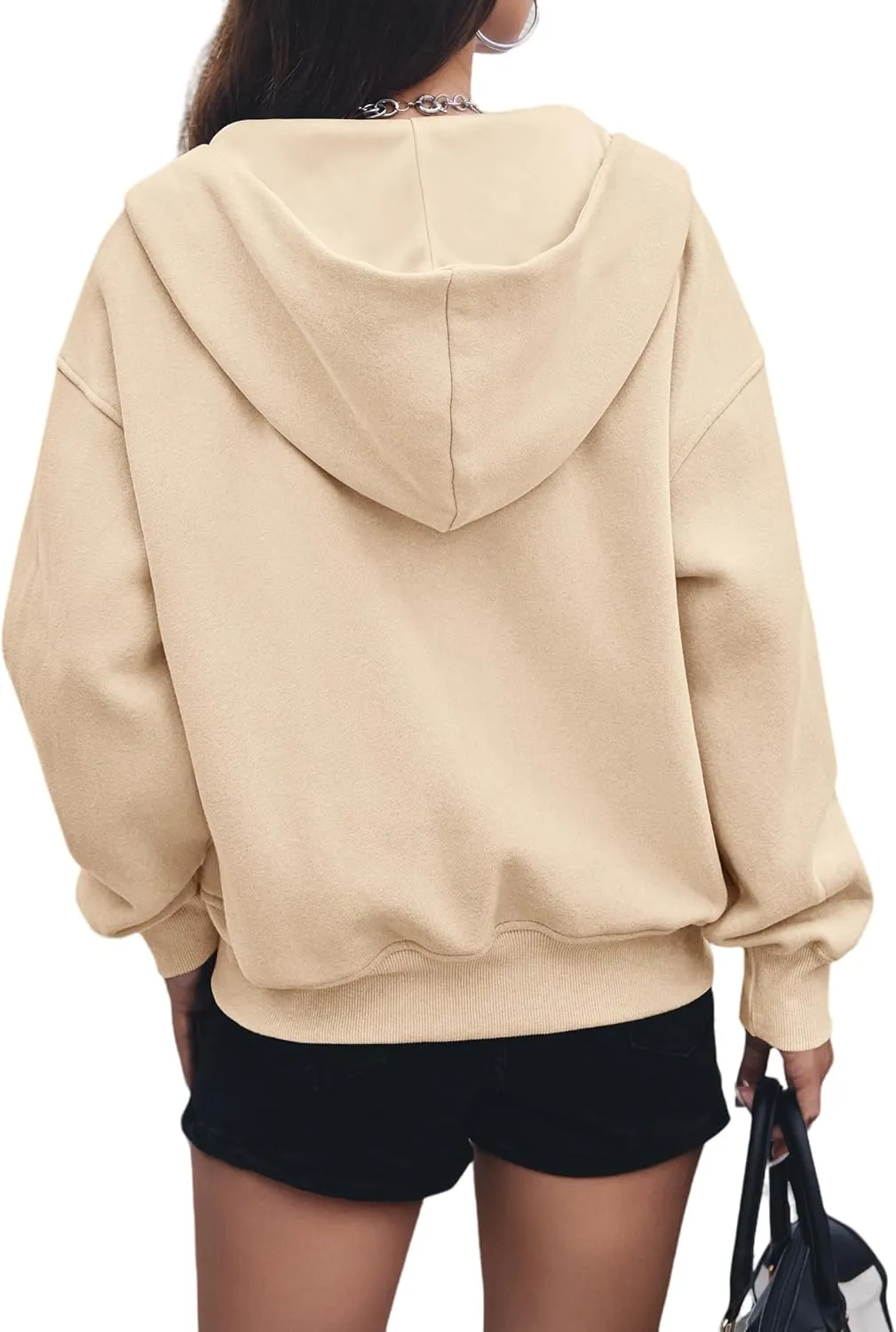 Womens Zip Up Hoodies Jacket Cropped Long Sleeve Hooded Sweatshirt Casual Comfy Coat Winter Clothes 2024