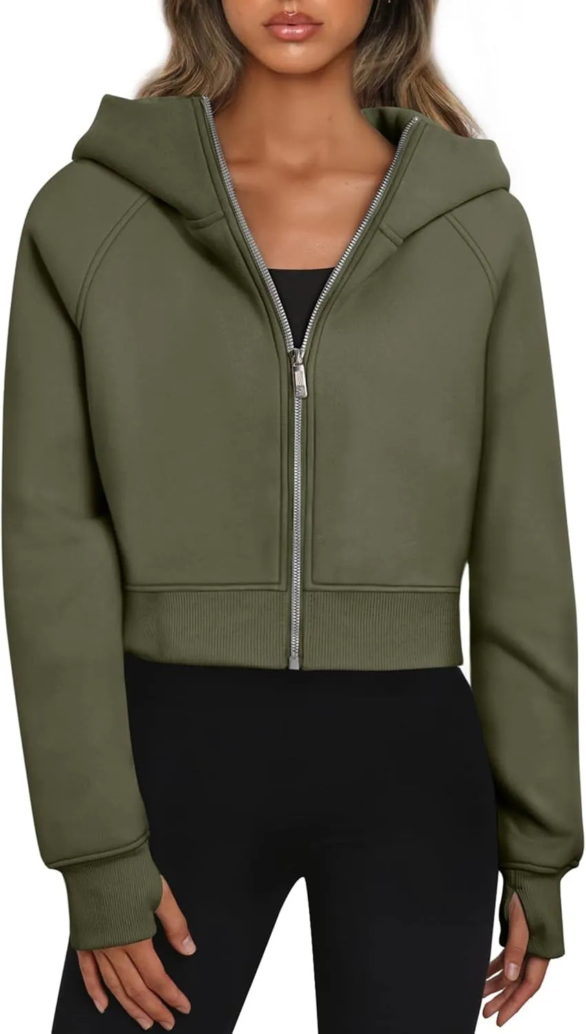 Womens Zip Up Hoodies Jackets Cropped Sweatshirts Fleece Fall Outfits Casual Comfy Y2k Tops Winter Clothes 2024