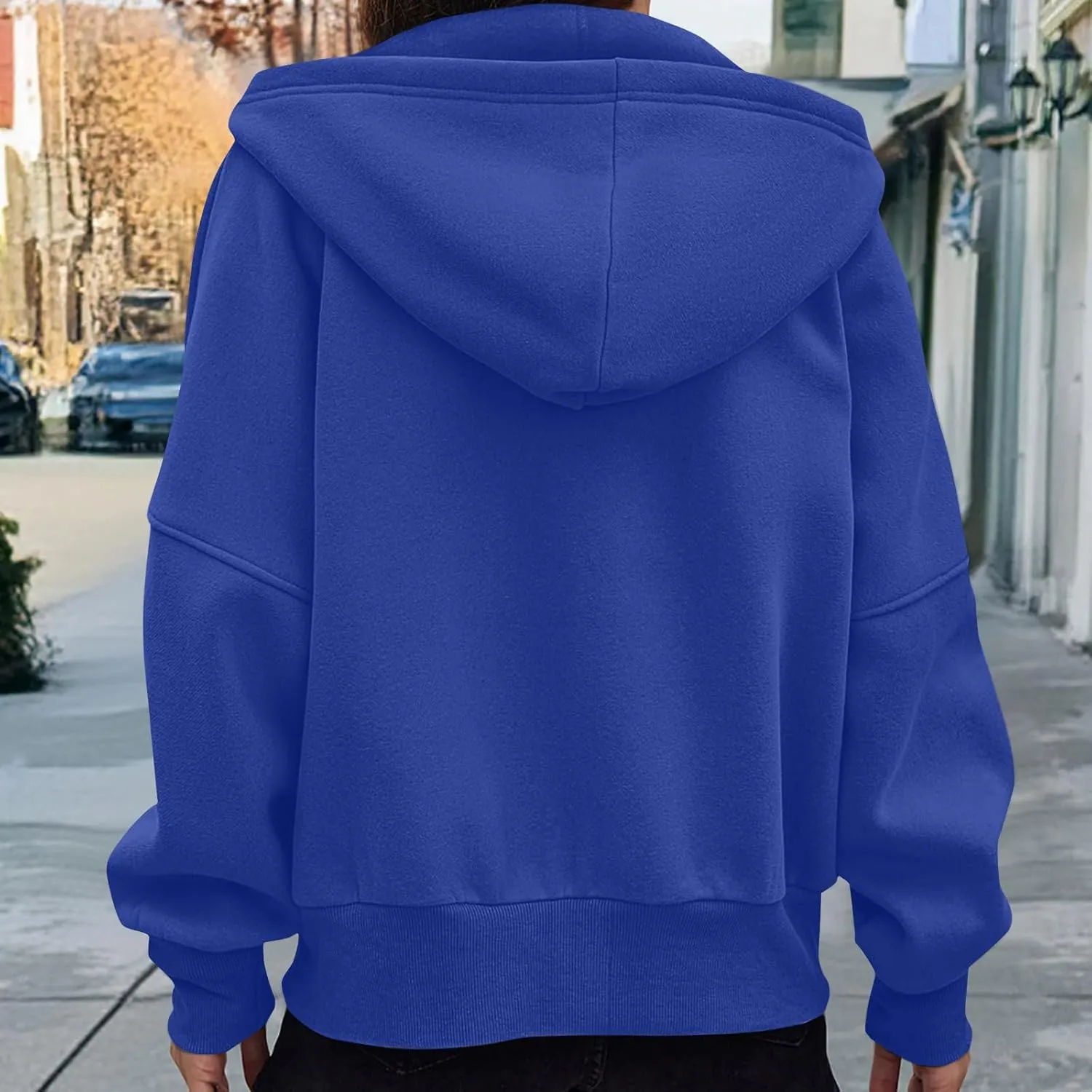 Womens Zip Up Hoodies Oversized Crop Sweatshirt Casual Fleece Hooded Jacket Fall Fashion 2024 Trendy Winter Clothes