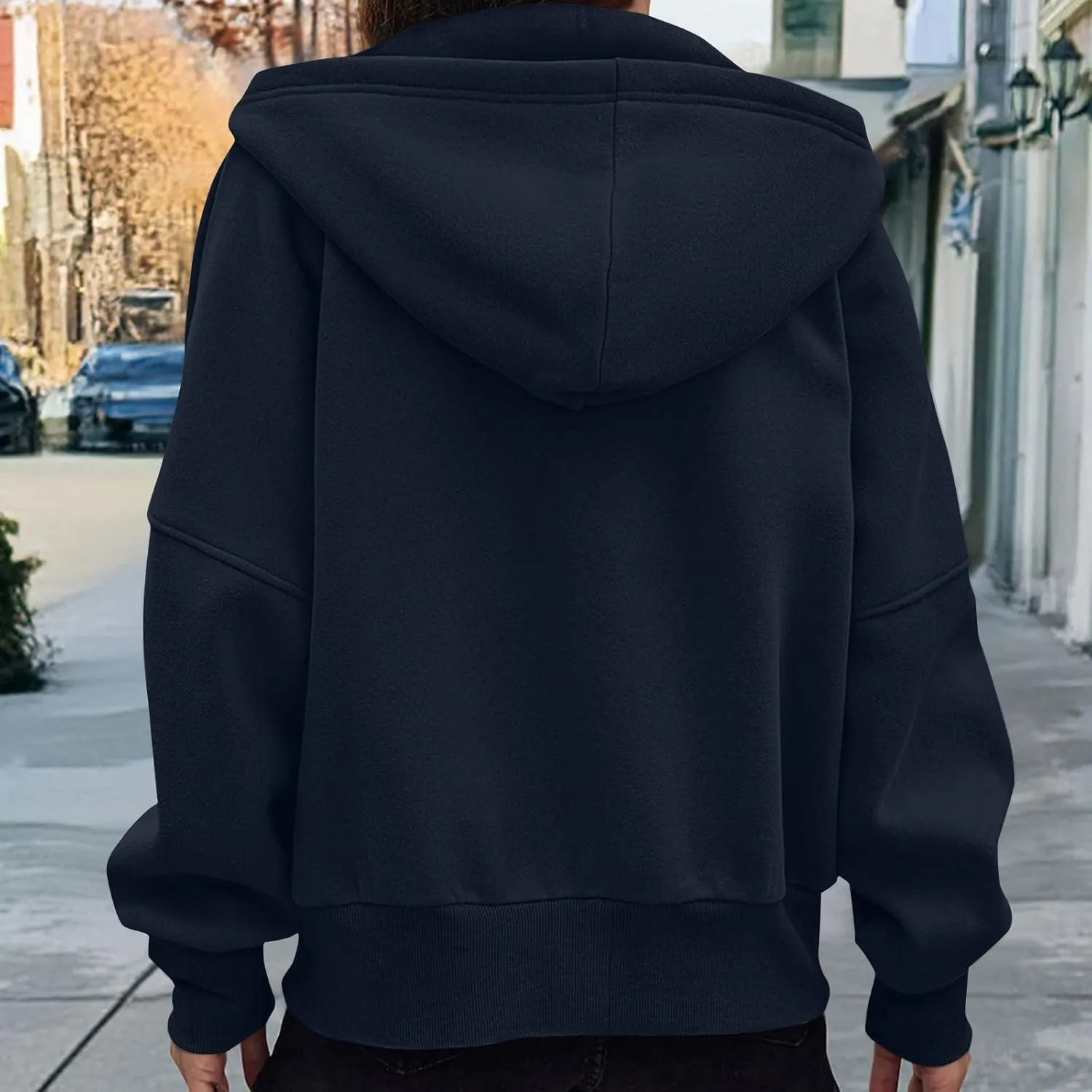 Womens Zip Up Hoodies Oversized Crop Sweatshirt Casual Fleece Hooded Jacket Fall Fashion 2024 Trendy Winter Clothes