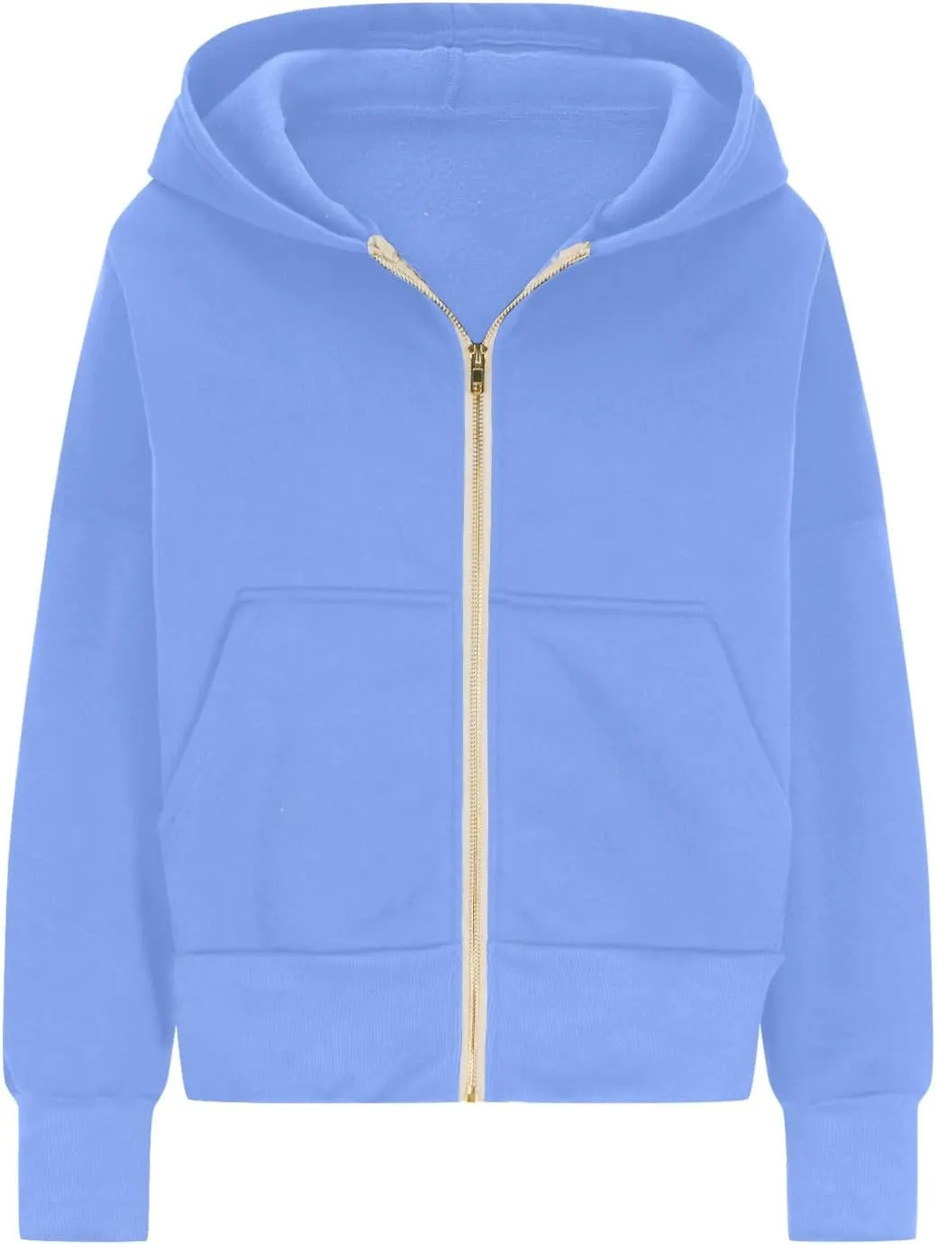 Womens Zip Up Hoodies Oversized Crop Sweatshirt Casual Fleece Hooded Jacket Fall Fashion 2024 Trendy Winter Clothes