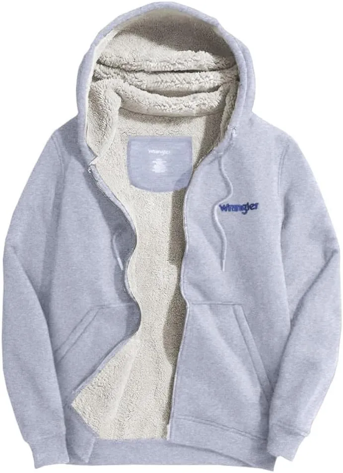 Wrangler Hoodies for Men Big and Tall - Sherpa Lined Zip Up Sweatshirt