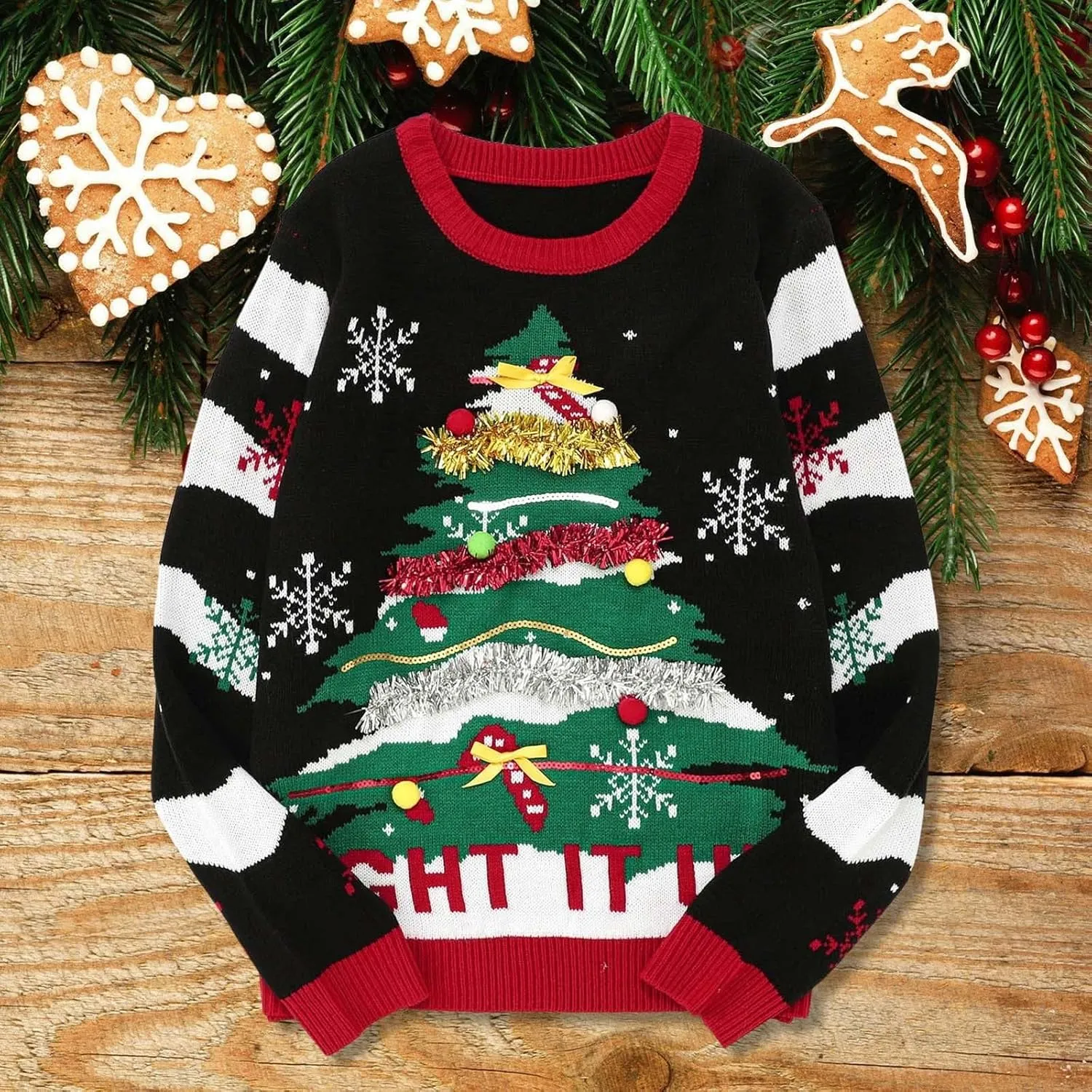 WYTong Women Christmas Sweaters Santa Printed Knitted Sweater Casual Lightweight Pullover Funny Xmas Sweaters
