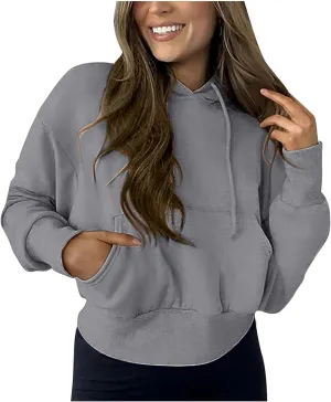 Y2k Sweatshirts for Women,Cropped Pullover Hoodies for Teen Girl,Casual Long Sleeve Hooded Sweatshirt with Pocket