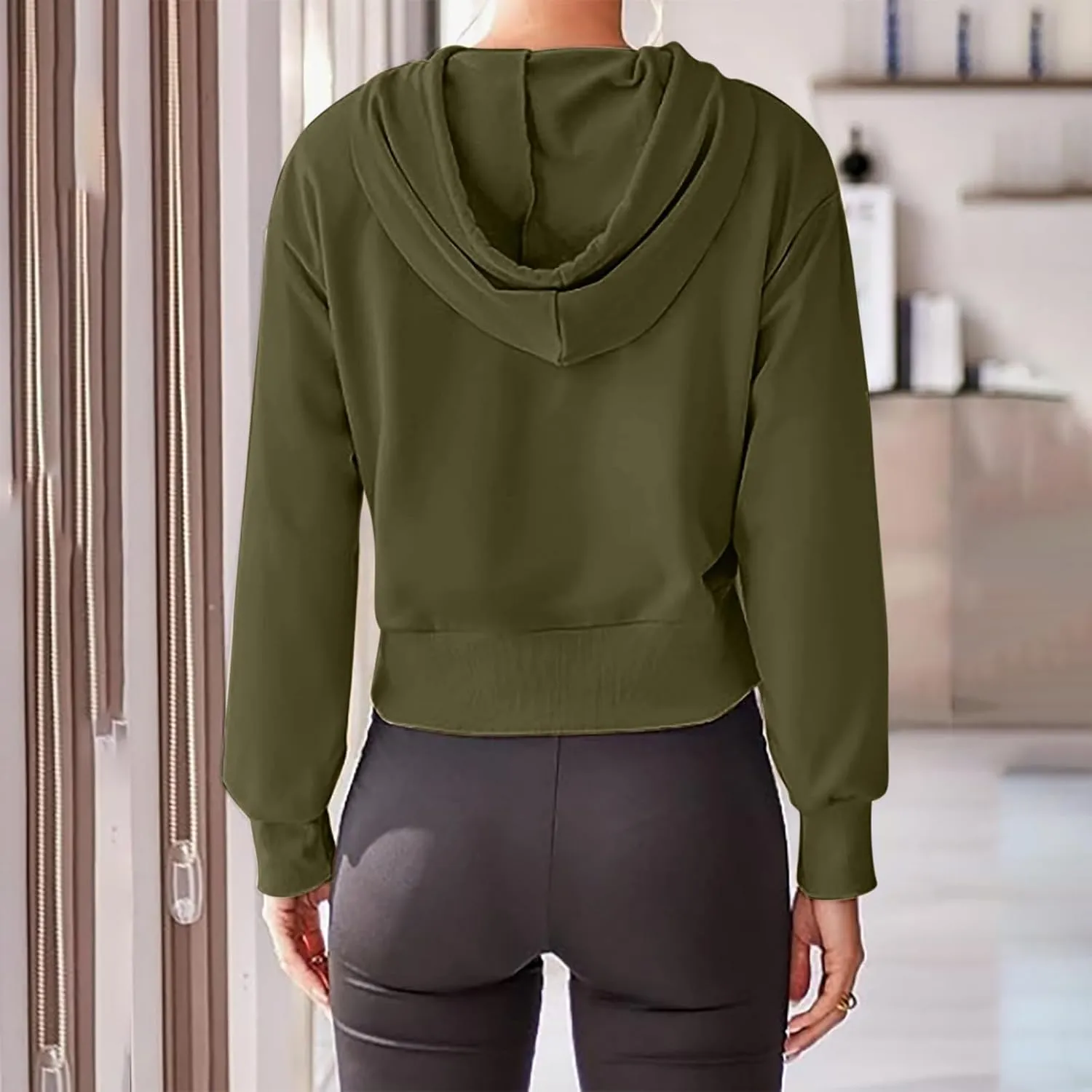 Y2k Sweatshirts for Women,Cropped Pullover Hoodies for Teen Girl,Casual Long Sleeve Hooded Sweatshirt with Pocket