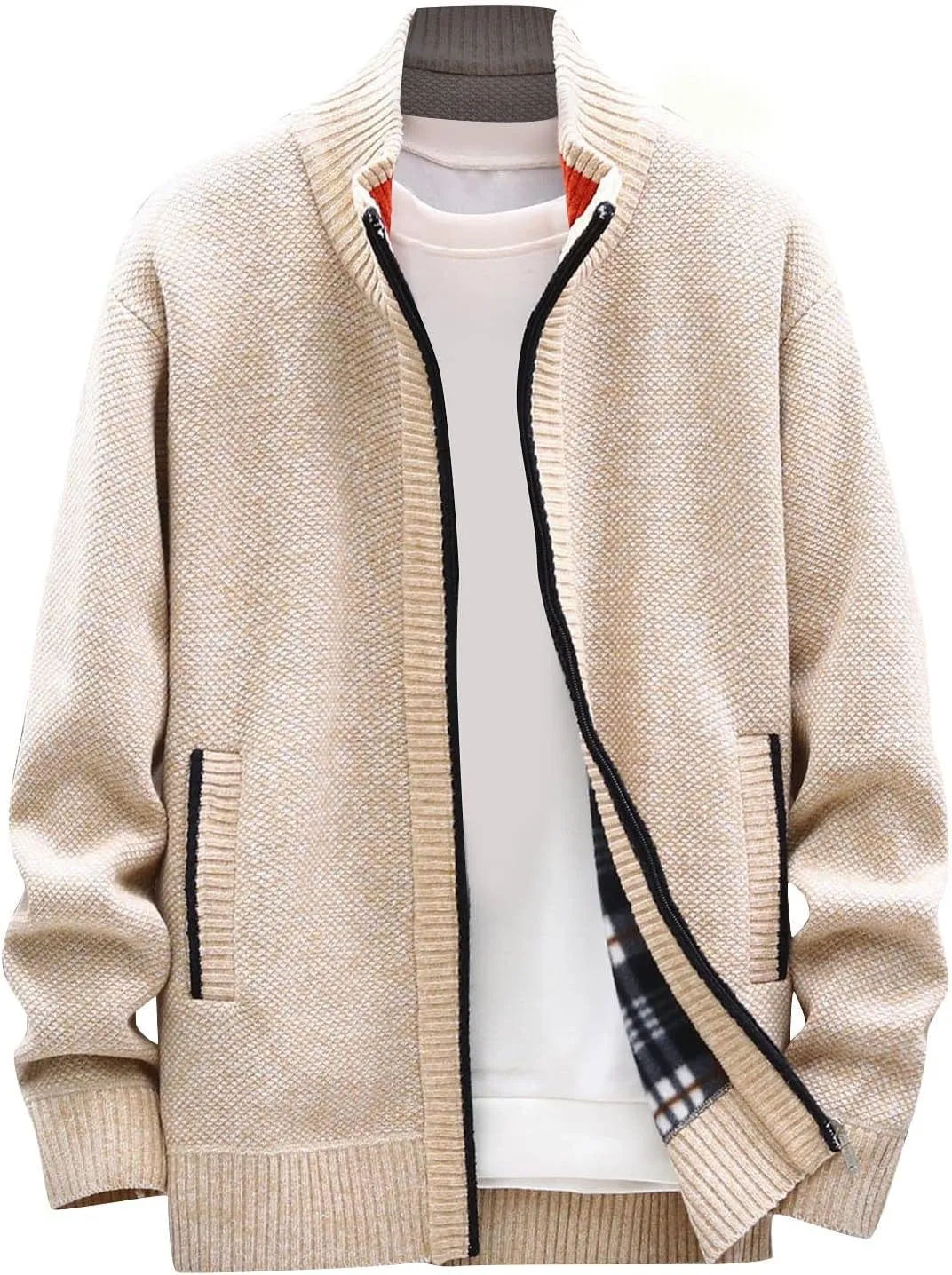 Ymosrh Jackets for Men Fashion Autumn and Winter Men's Loose Cardigan Warm Lapel Hooded Jacket Sweater Jackets
