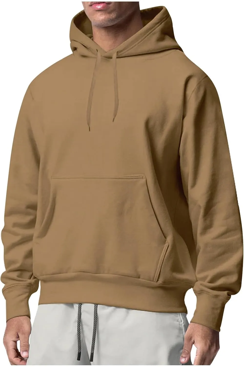 Ymosrh Mens Casual Hoodie Sweatshirt Solid Color Long Sleeve Workout Hooded Sweatshirts with Pockets Hoodies Pullover, S-3XL