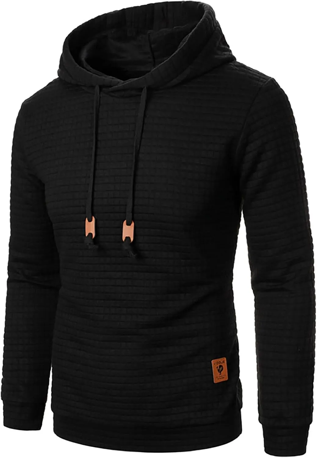 Ymosrh Mens Fashion Hoodie Pullover Sweatshirts Long Sleeve Solid Color Plaid Jacquard Hoodies Casual Drawstring Tops, S-XL