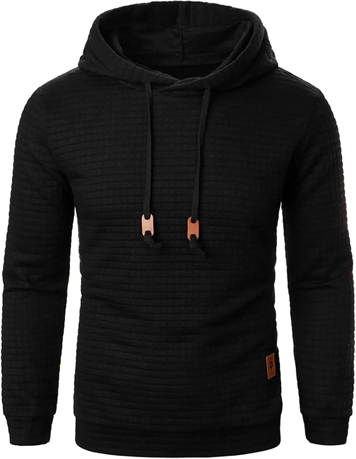 Ymosrh Mens Fashion Hoodie Pullover Sweatshirts Long Sleeve Solid Color Plaid Jacquard Hoodies Casual Drawstring Tops, S-XL