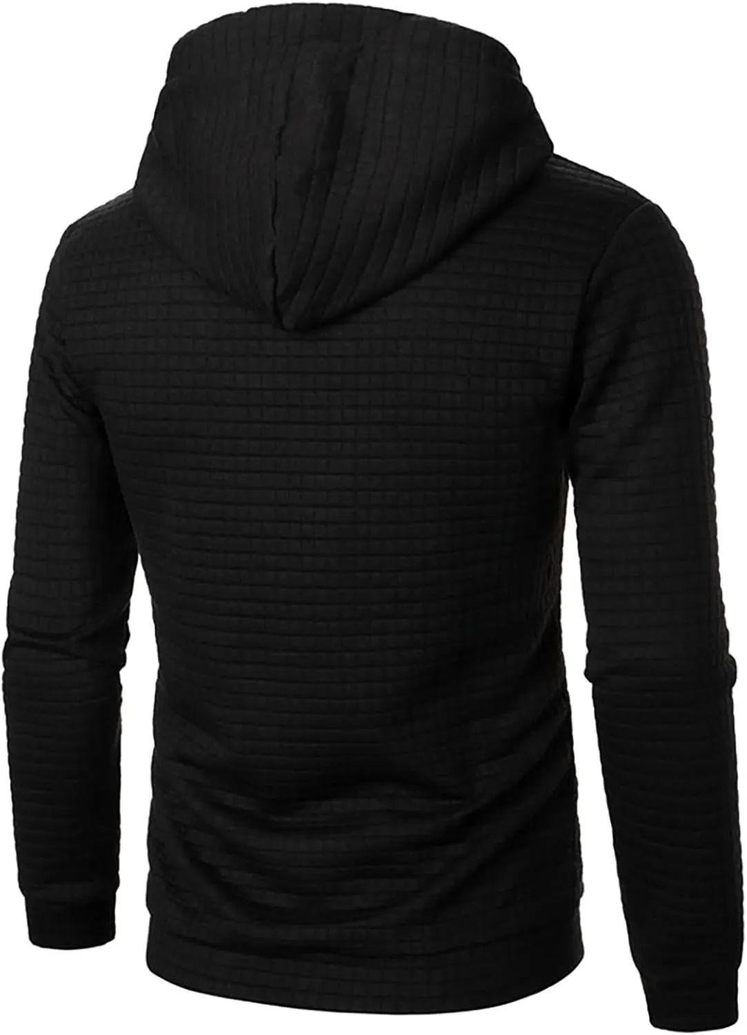 Ymosrh Mens Fashion Hoodie Pullover Sweatshirts Long Sleeve Solid Color Plaid Jacquard Hoodies Casual Drawstring Tops, S-XL