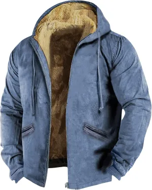 Ymosrh Men's Fashion Hoodies & Sweatshirts Fleece Lined Zip Up Hoodies Long Sleeve Hooded Sweatshirt, M-5XL