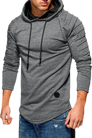 Ymosrh Men's Fashion Hoodies Sleeve Hooded Pullover Casual Workout Athletic Hoodie Sweatshirt Drawstring Sweatshirts, M-2XL