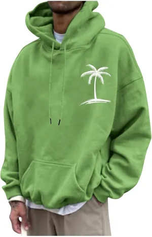 Ymosrh Mens Graphic Hoodies Casual Palm Tree Hoodie Sweatshirt Long Sleeve Fashion Drawstring Pullover Sweatshirts, M-4XL