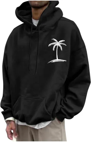 Ymosrh Mens Graphic Hoodies Casual Palm Tree Hoodie Sweatshirt Long Sleeve Fashion Drawstring Pullover Sweatshirts, M-4XL