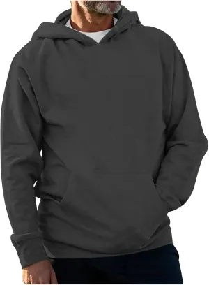 Ymosrh Men's Hoodie Pullover Solid Color Long Sleeve Drawstring Casual Hooded Sweatshirts Men's, M-4XL