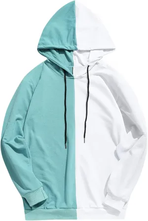 Ymosrh Men's Novelty Hoodies Sweatshirt Long Sleeve Color Block Hoodie Pullover Sweaters, S-2XL