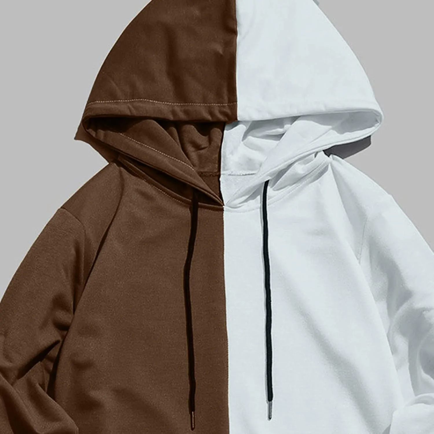 Ymosrh Men's Novelty Hoodies Sweatshirt Long Sleeve Color Block Hoodie Pullover Sweaters, S-2XL
