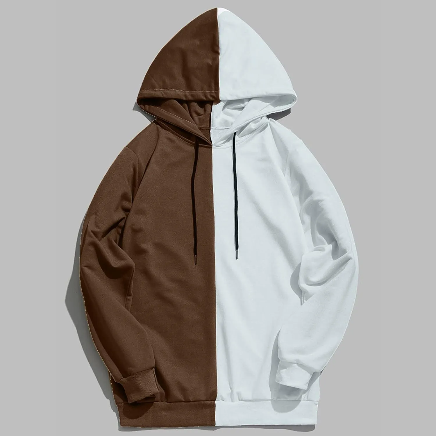 Ymosrh Men's Novelty Hoodies Sweatshirt Long Sleeve Color Block Hoodie Pullover Sweaters, S-2XL