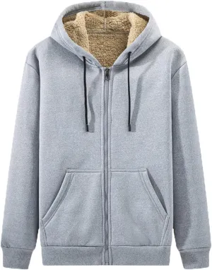 Ymosrh Men's Sweatshirts Hoodies Fleece Lined Jackets Long Sleeve Full Zip Up Sweater Slim Fit Up Hoodies, M-4XL