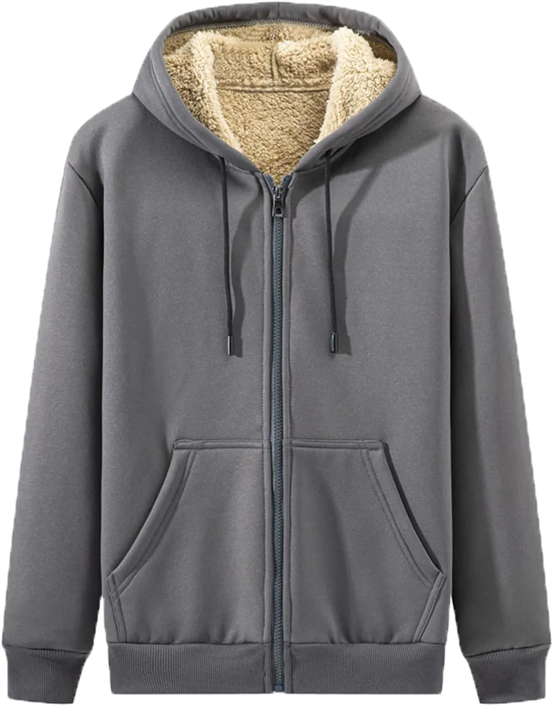 Ymosrh Men's Sweatshirts Hoodies Fleece Lined Jackets Long Sleeve Full Zip Up Sweater Slim Fit Up Hoodies, M-4XL