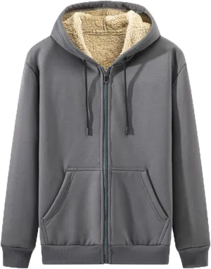 Ymosrh Men's Sweatshirts Hoodies Fleece Lined Jackets Long Sleeve Full Zip Up Sweater Slim Fit Up Hoodies, M-4XL