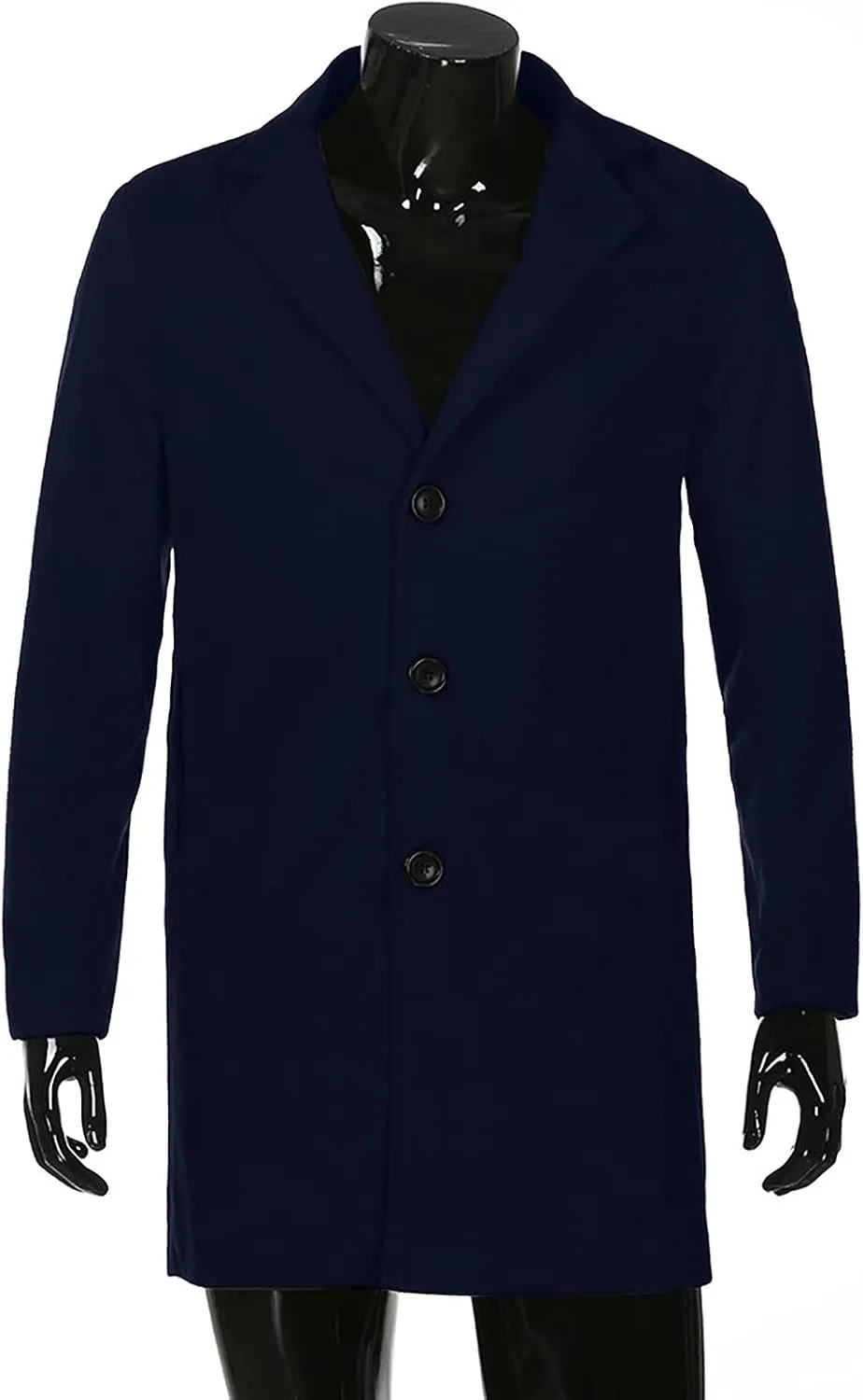 Ymosrh Men's Trench Coat Oversized Notched Long Jacket Coat Single Breasted Lapel Winter Coat, M-5XL
