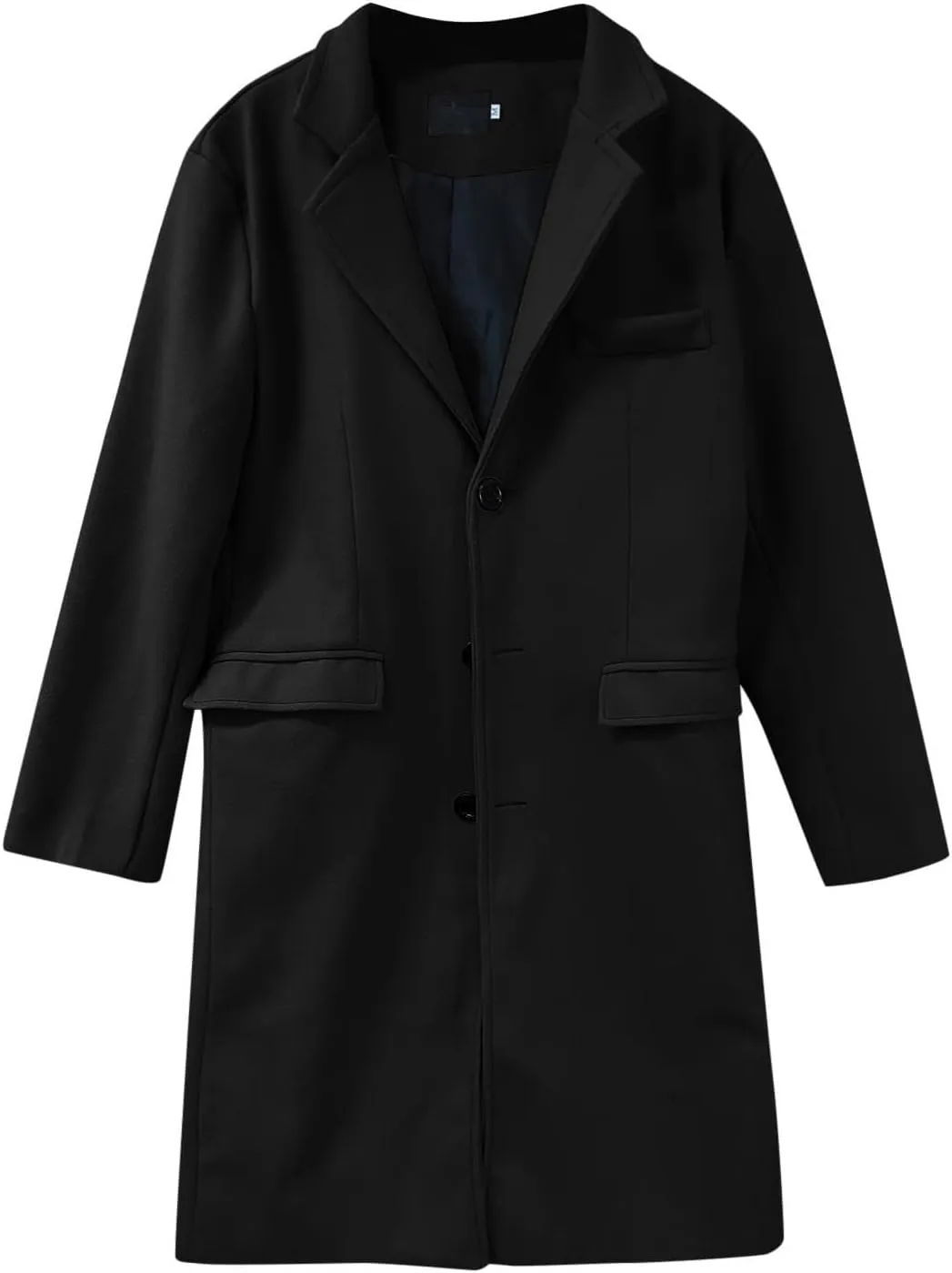 Ymosrh Men's Winter Trench Coat Single Breasted Notched Lapel Long Jacket Casual Fall Business Peacoat Overcoat, XL-4XL