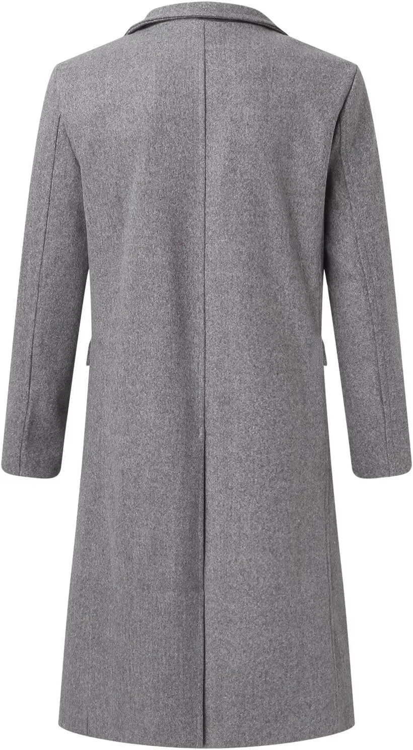 Ymosrh Men's Winter Trench Coat Single Breasted Notched Lapel Long Jacket Casual Fall Business Peacoat Overcoat, XL-4XL