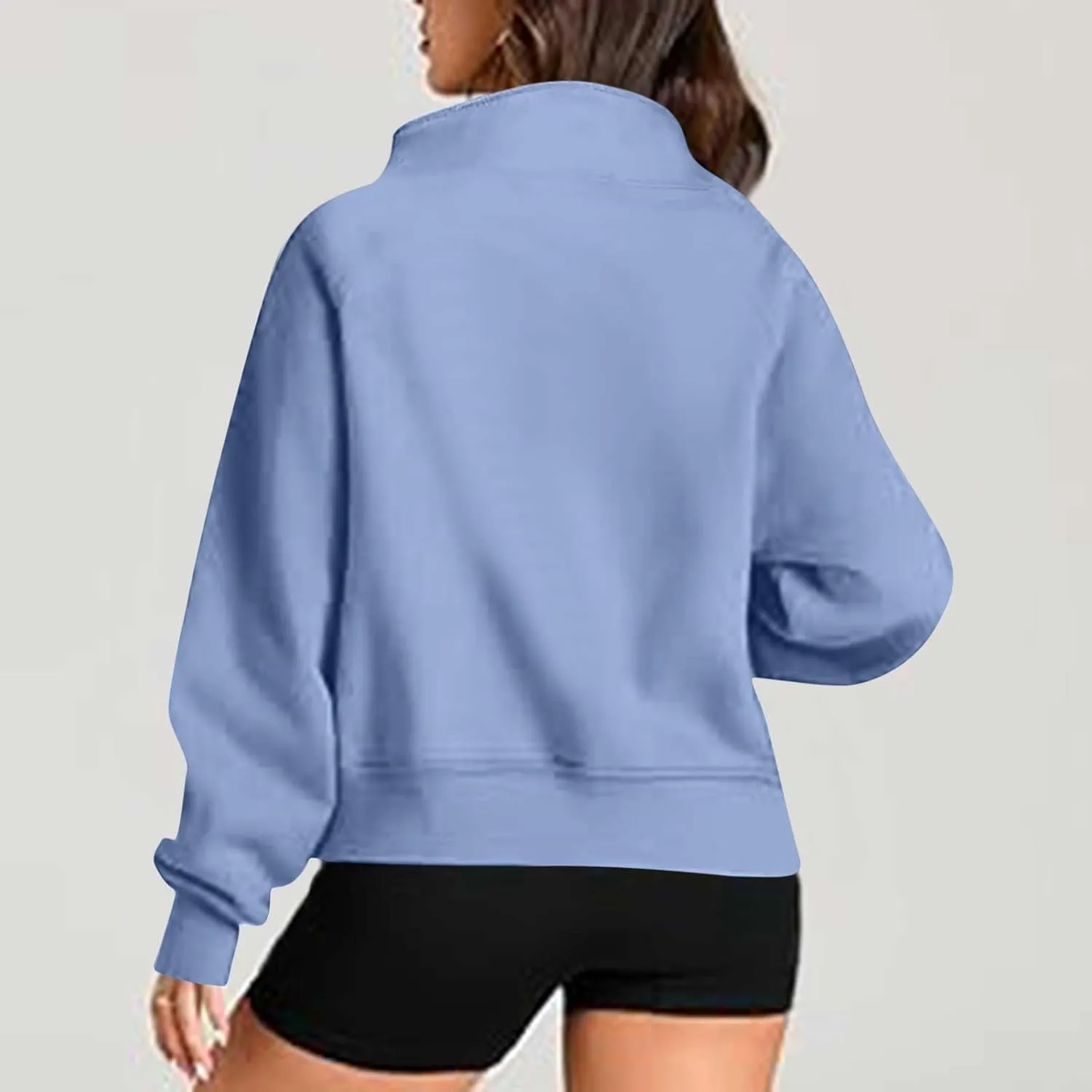 YRAETENM Sweatshirt for Women Oversized Cropped Half Zip Fleece Pullover Comfy Long Sleeve Athletic Fall Tops with Thumb Hole