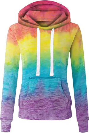 YRAETENM Tie Dye Hoodie for Women Long Sleeve Drawstring Pullover Tops Oversized Hooded Sweatshirts Fall Outfits with Pocket