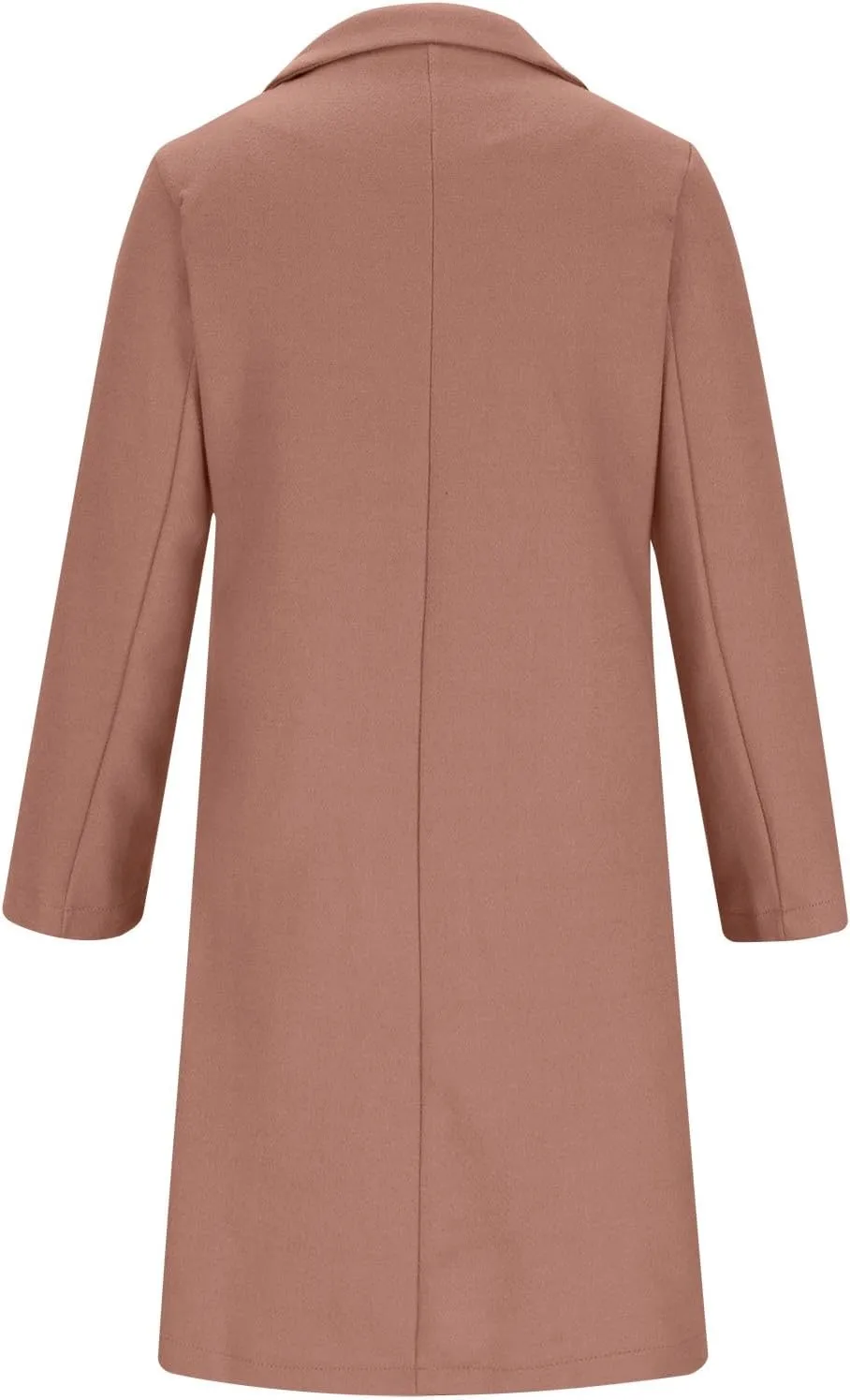 YRAETENM Womens Lapel Collar Pea Coat Winter Double Breasted Midi Long Warm Wool Blend Trench Coat Outerwear with Pockets