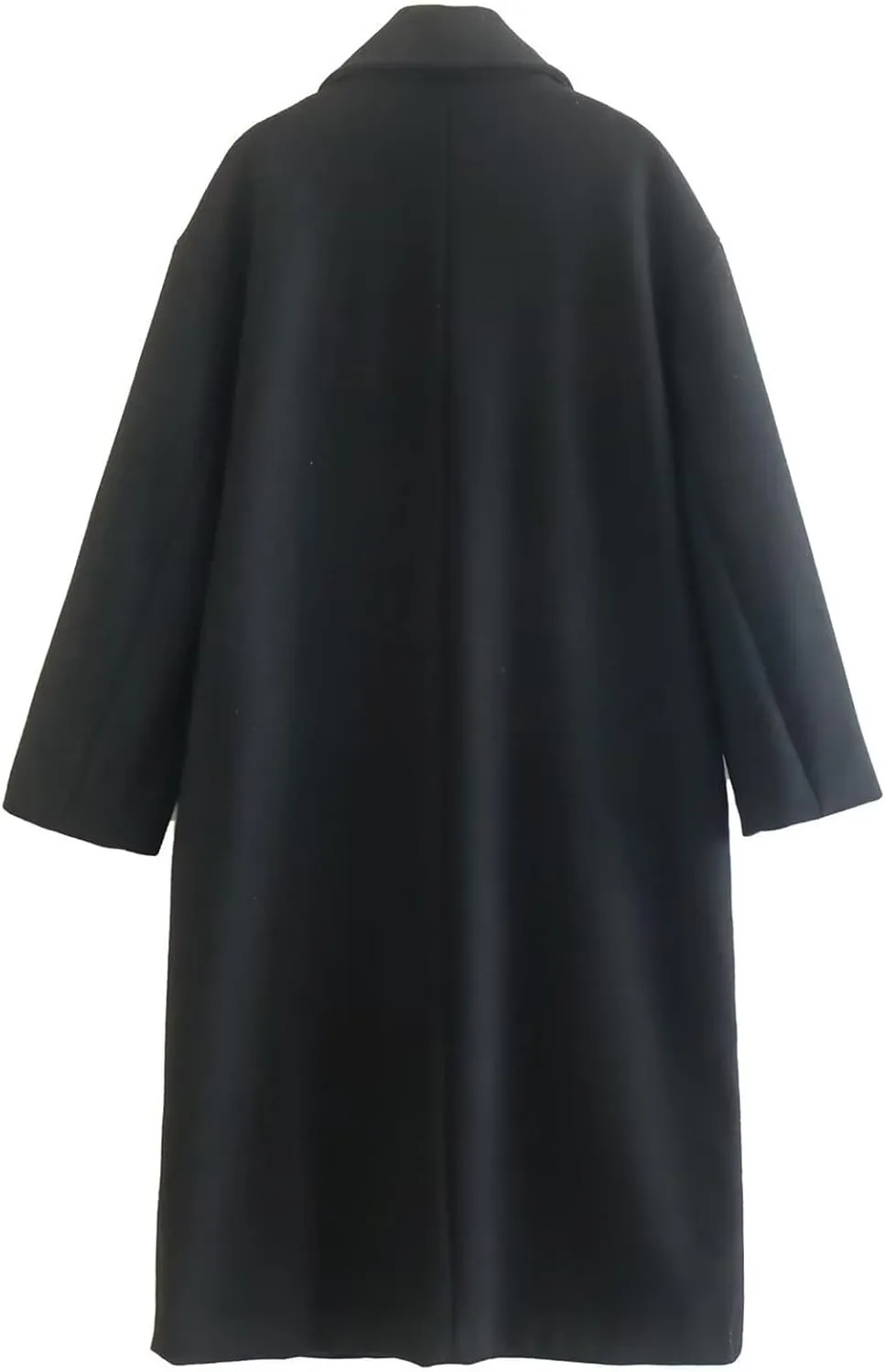 YRAETENM Wool Coats for Women Winter Warm Notch Lapel Double Breasted Trench Coats Oversized Mid-Length Overcoat Outwear