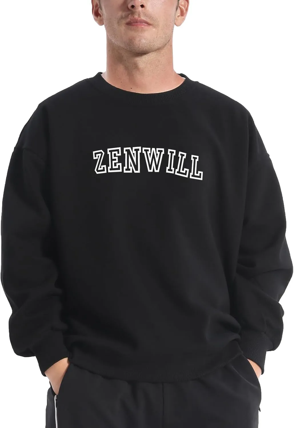 ZENWILL Men's Pullover Sweatshirts Casual Outdoor Workout Athletic Cotton Blend Crewneck Sweatshirt men