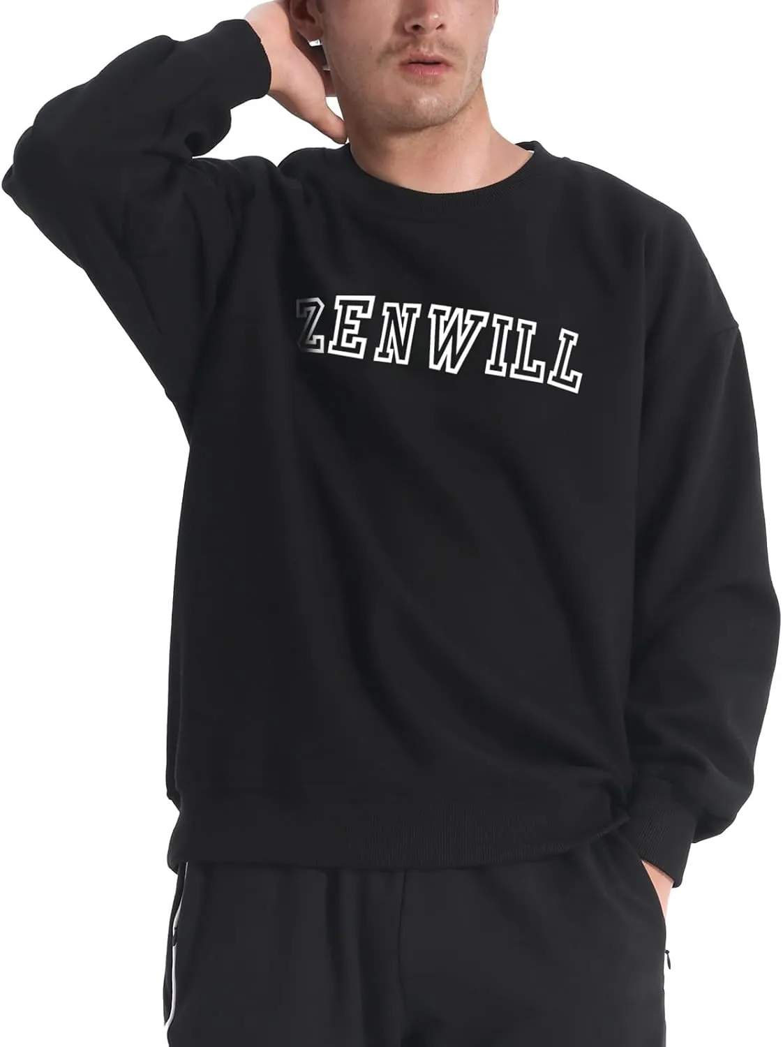 ZENWILL Men's Pullover Sweatshirts Casual Outdoor Workout Athletic Cotton Blend Crewneck Sweatshirt men