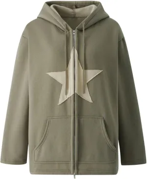 Zip Up Hoodie Women Long Sleeve Drawstraing Oversized Casual Sweatshirts Trendy Graphic Design Sweatshirt