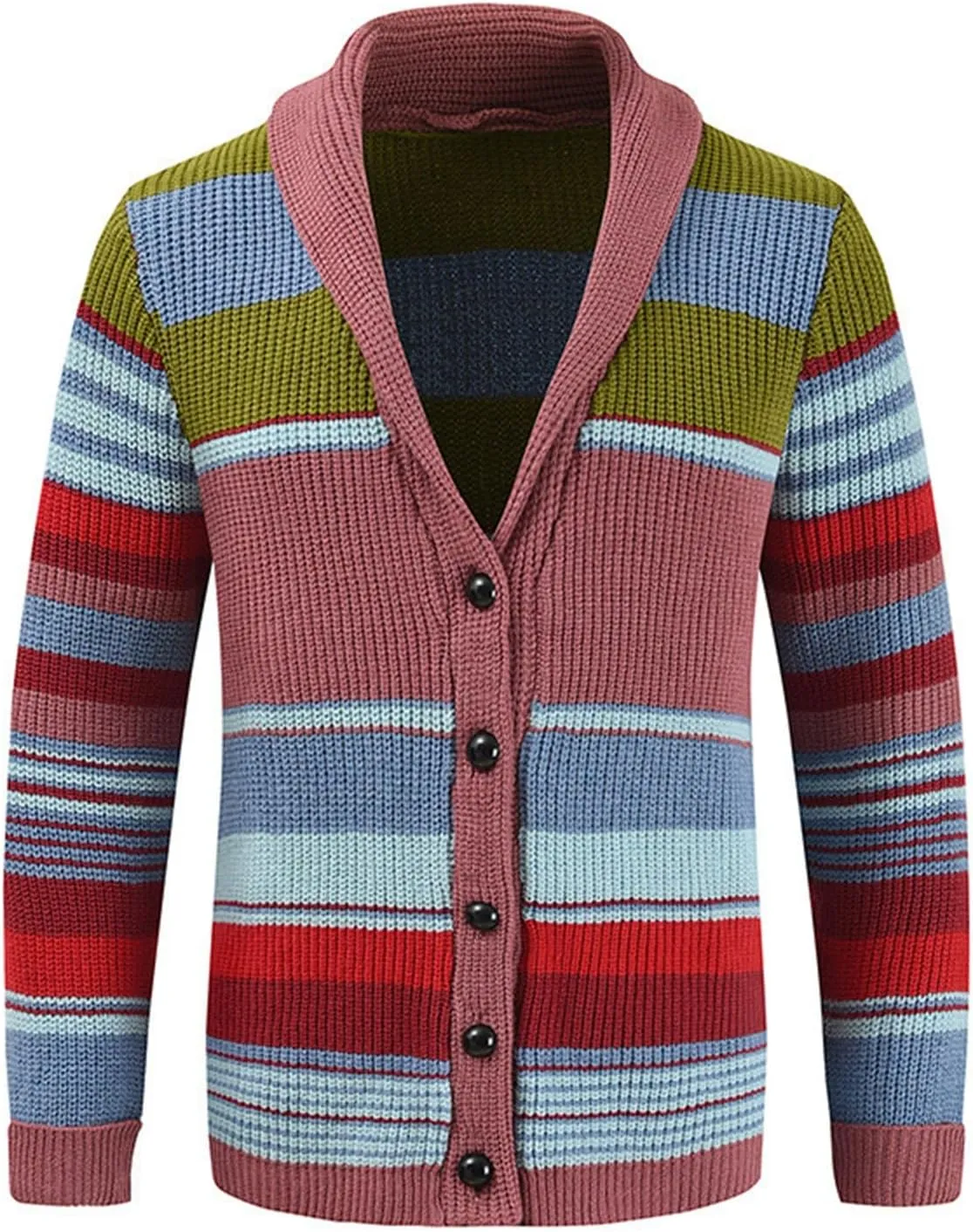 ZYXTIM Mens Colorful Cardigan Sweaters Cable Knit Shawl Collar Button Down Casual Sweaters Winter Jackets Coats Outerwear