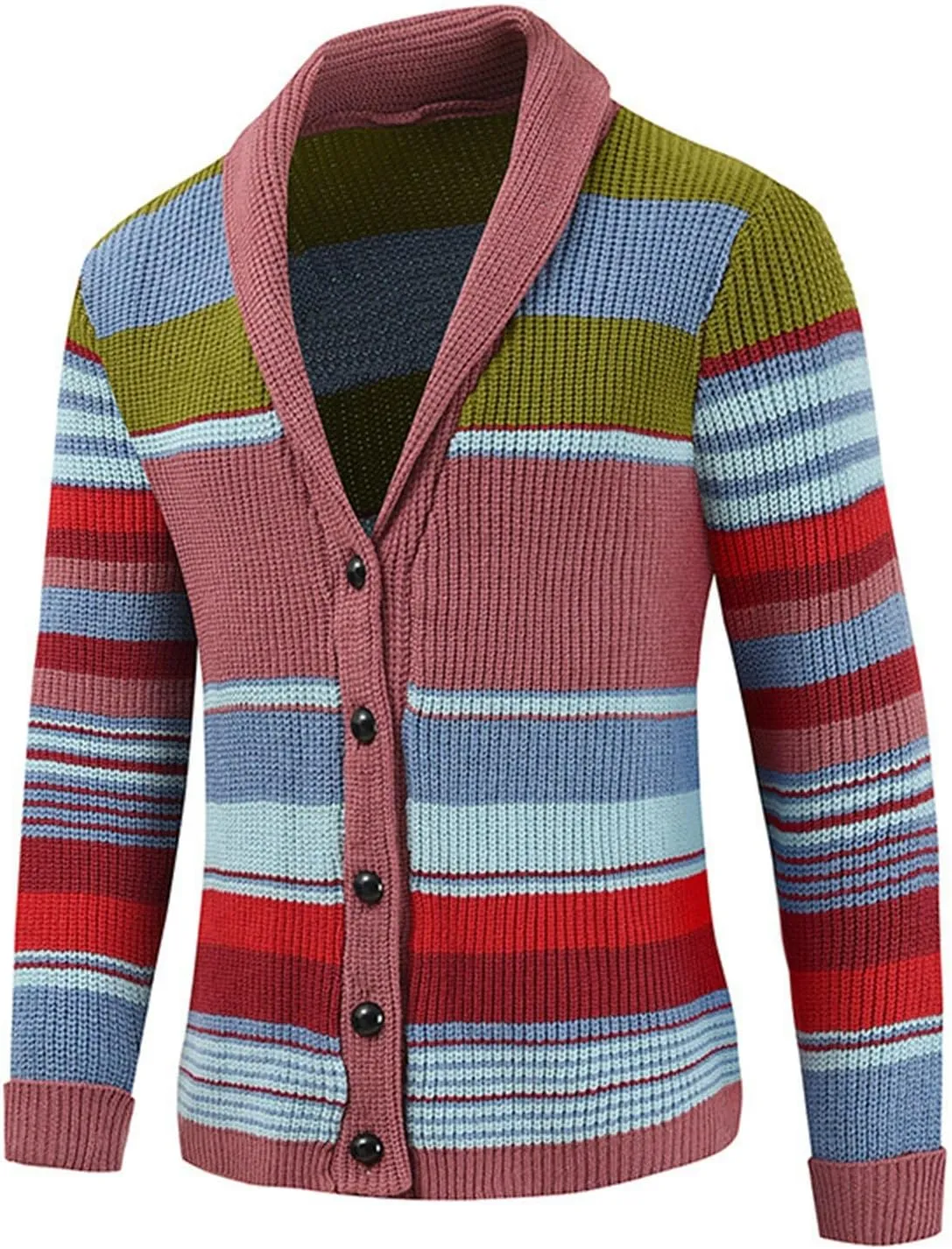 ZYXTIM Mens Colorful Cardigan Sweaters Cable Knit Shawl Collar Button Down Casual Sweaters Winter Jackets Coats Outerwear