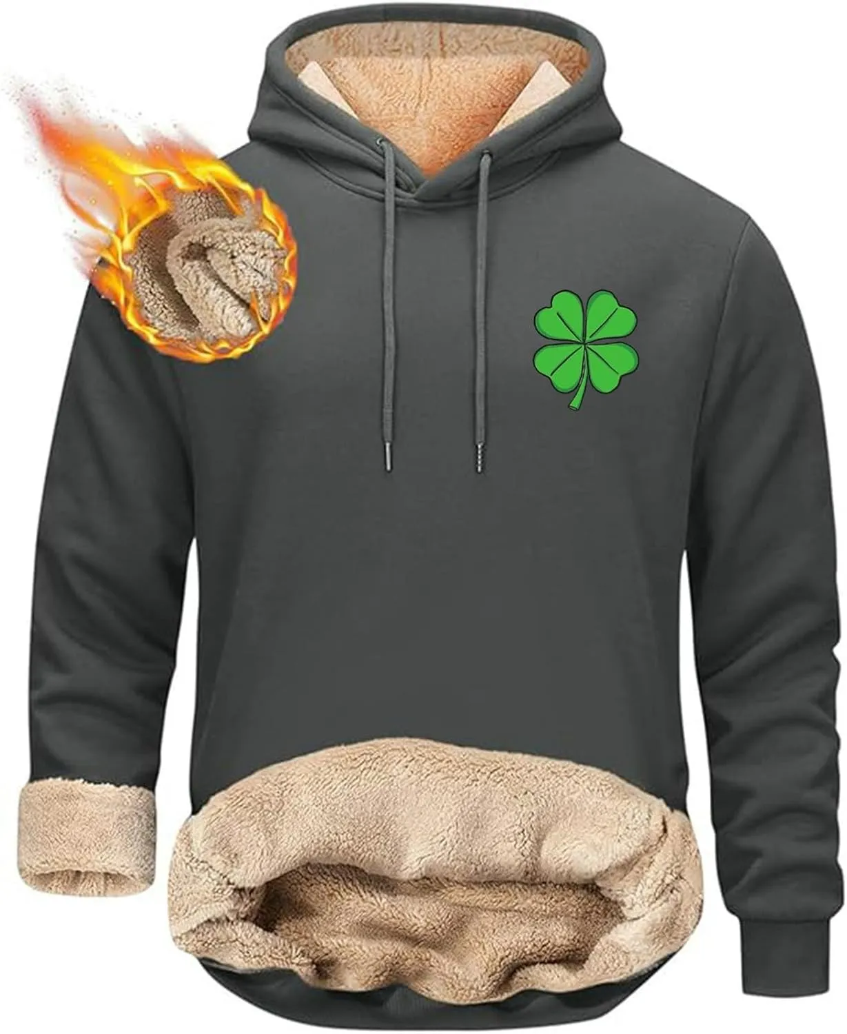 ZYXTIM Men's St. Patrick's Day Sweatshirt Irish Hoodie Ovesize Retro Shamrock Flag Print Holiday Shirts Sport Casual Pullover