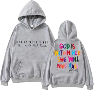ZYXTIM Women's Funny Hoodies Sweatshirts GOD Letter Printed Long Sleeve Party Tops Plus Size Cute Sweatshirts for Teen Girl